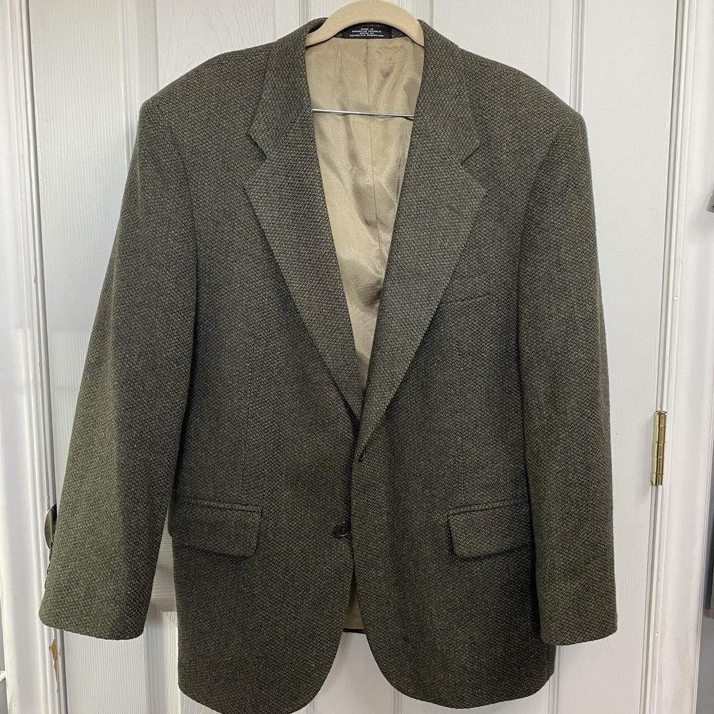 Barrington Tweed Blazer 40S‎ Two Button Sport Coat 100% Wool Brown/Tan Dry Clean